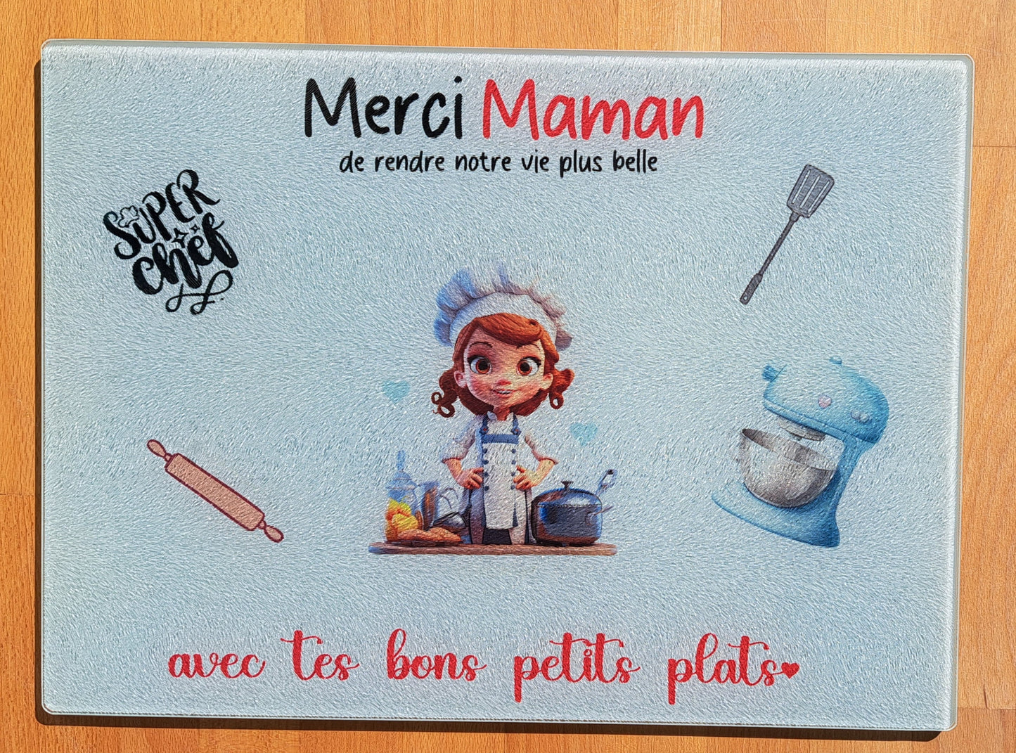 Planche à découper " merci maman"