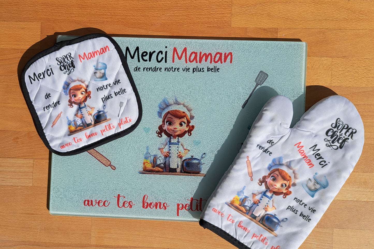 Planche à découper " merci maman"