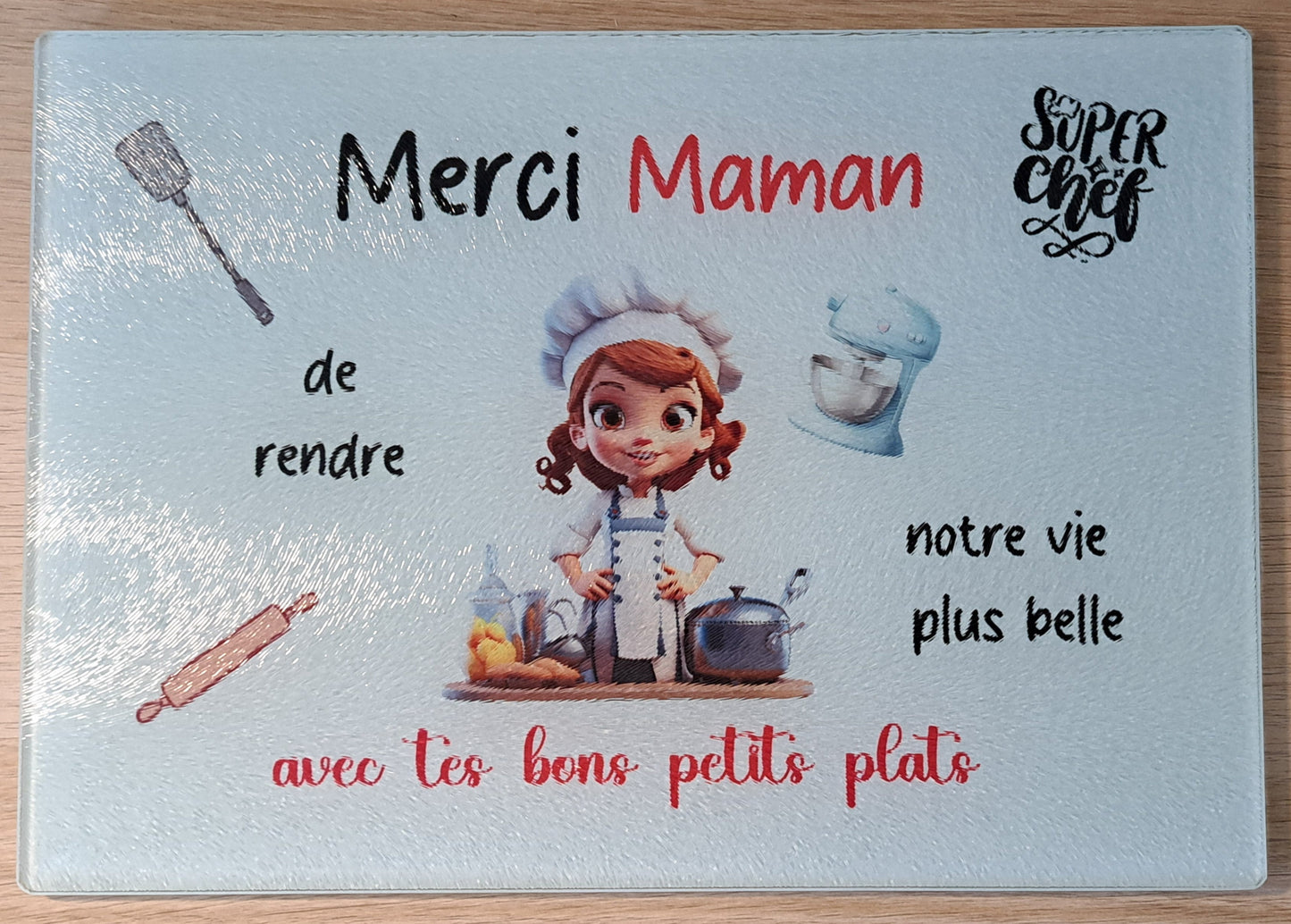 Planche à découper " merci maman"