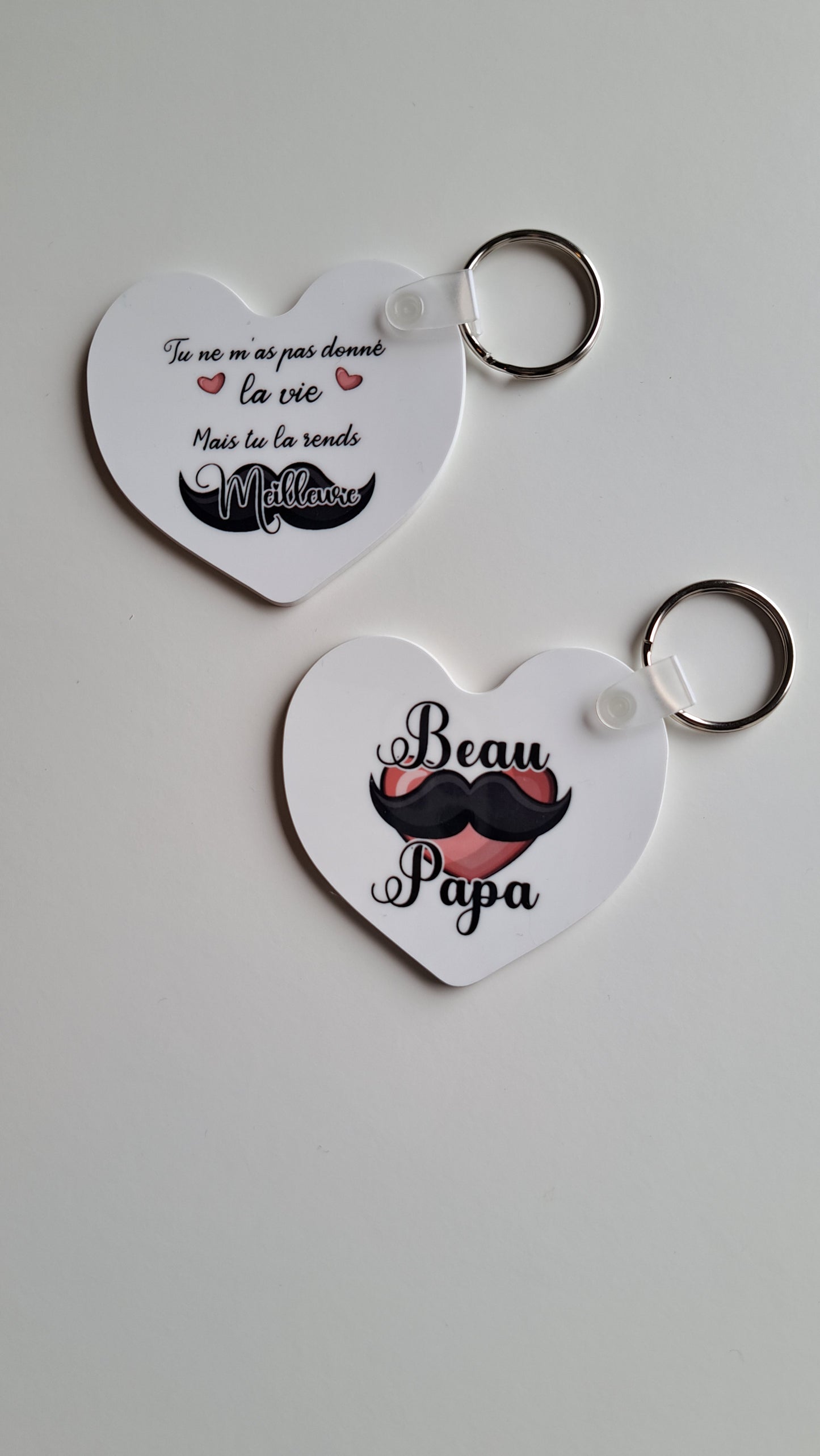 Porte-clé coeur "Beau-papa"