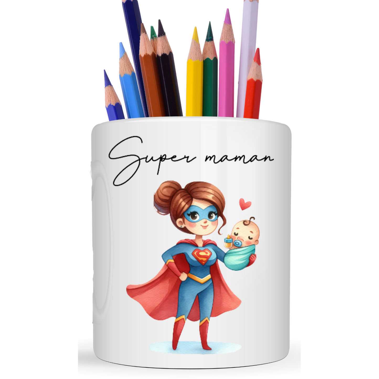 Pot à crayon "super maman"