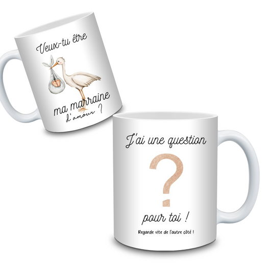 Mug "Veux-tu être mon parrain/ ma marraine" (plusieurs modèles et options)