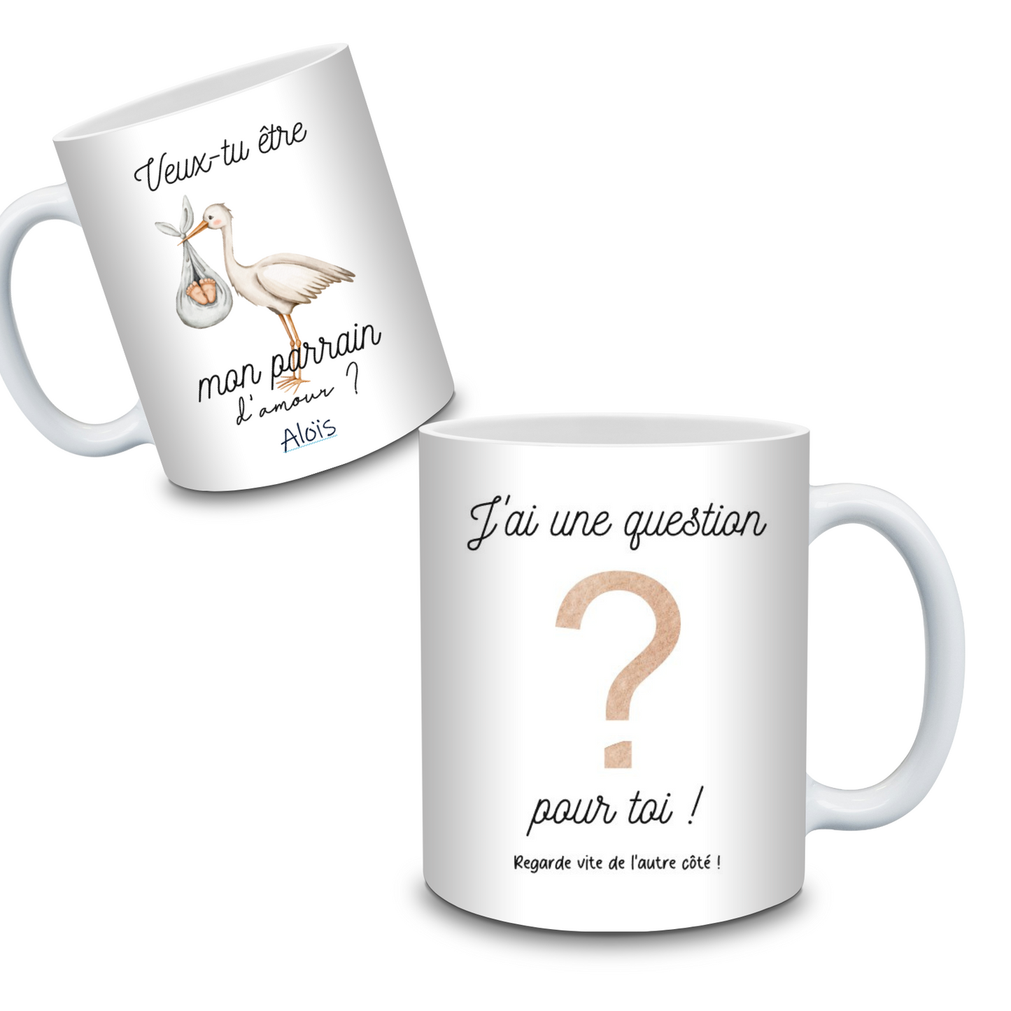 Mug "Veux-tu être mon parrain/ ma marraine" (plusieurs modèles et options)