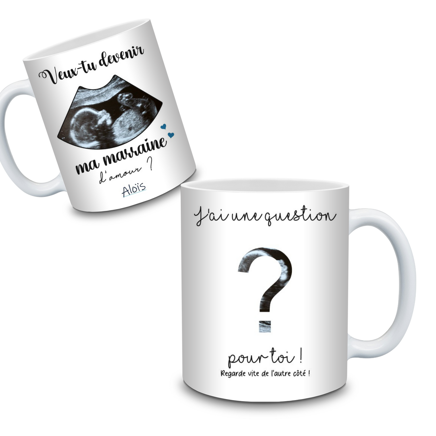 Mug "Veux-tu être mon parrain/ ma marraine" (plusieurs modèles et options)