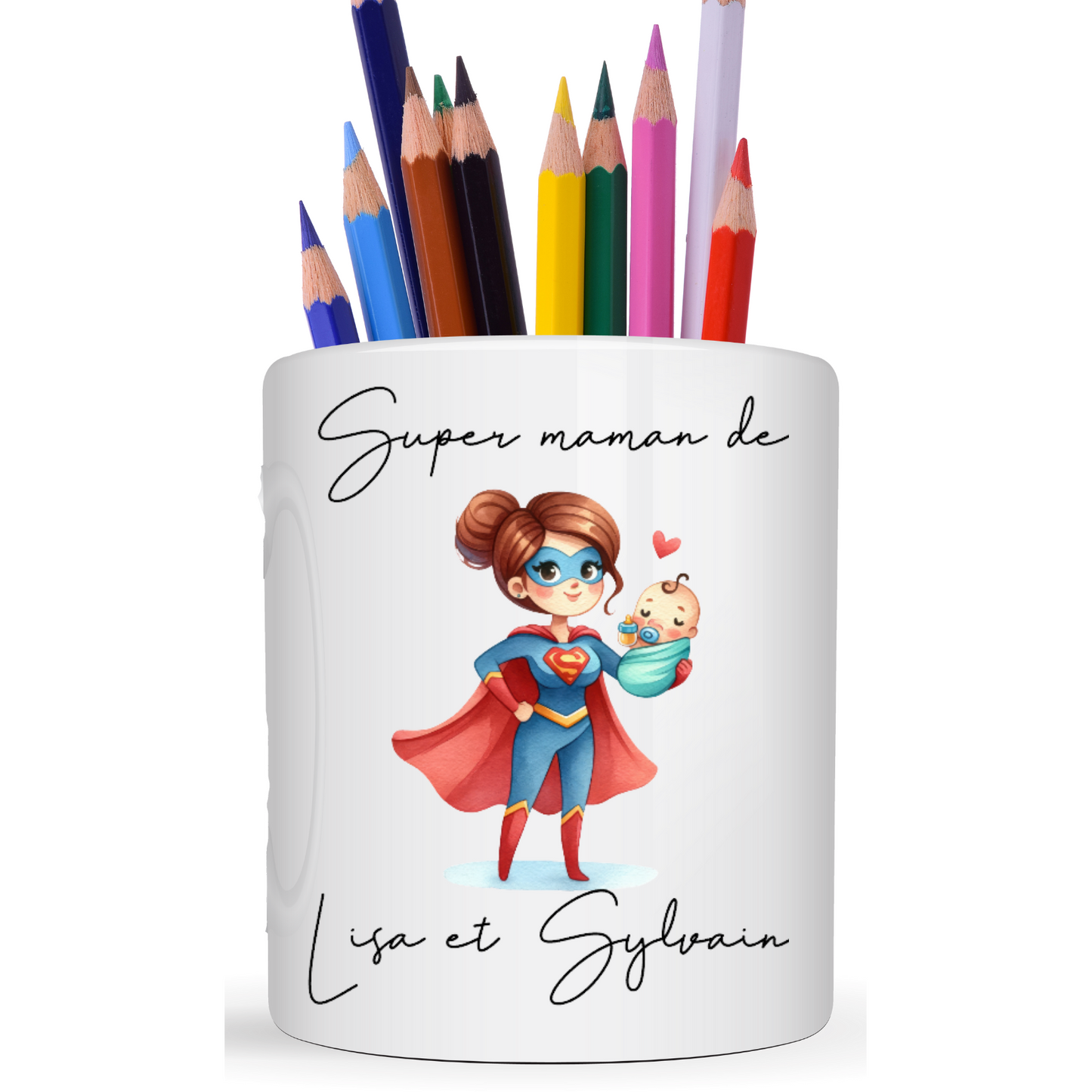 Pot à crayon "super maman"