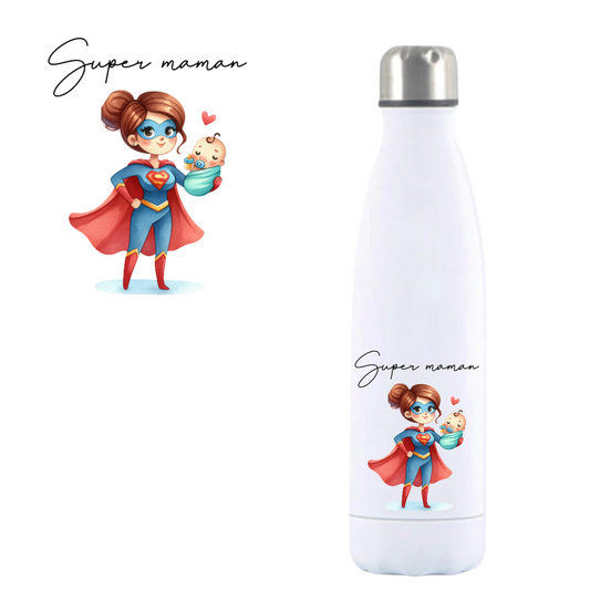 Gourde inox isotherme " Super maman"