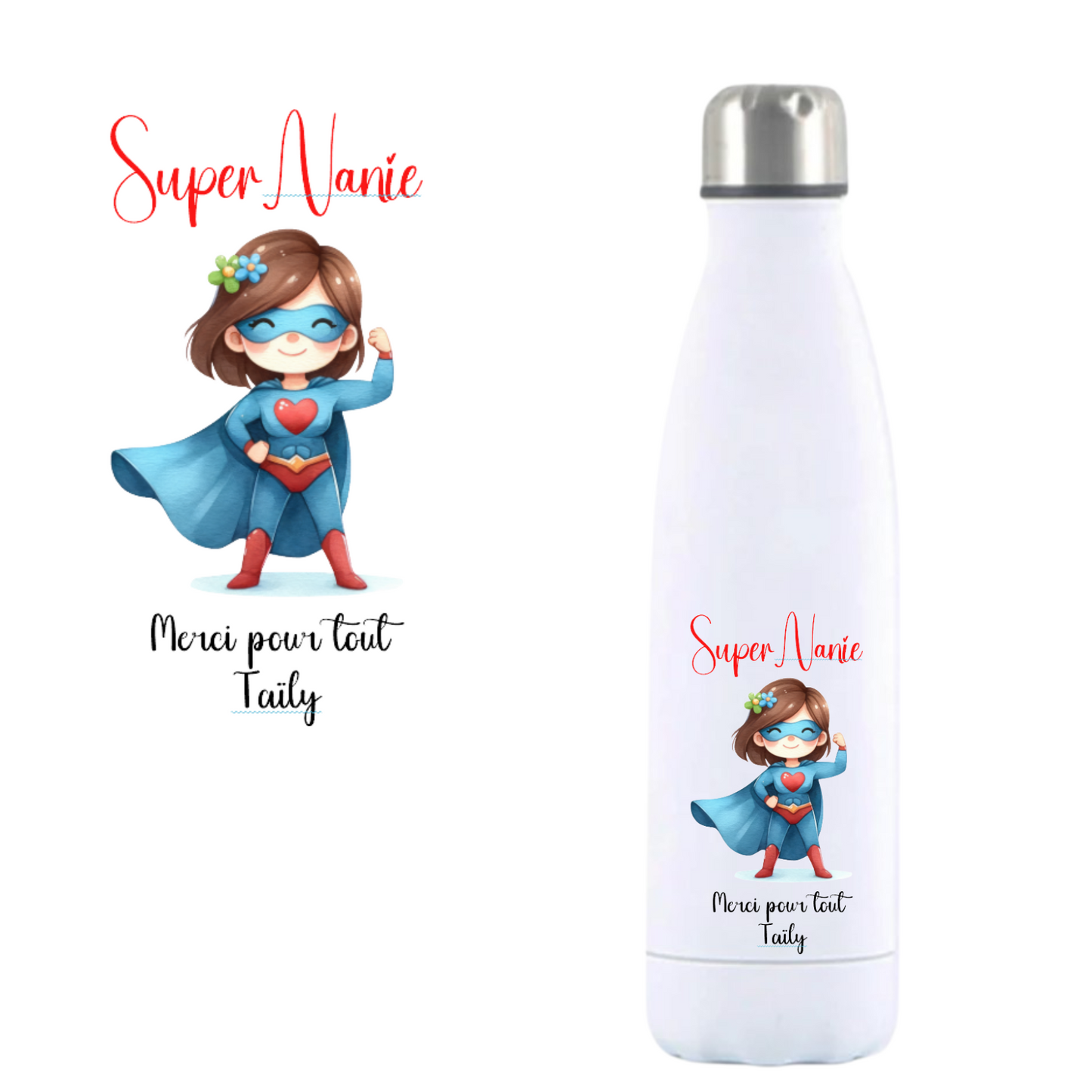 Gourde inox isotherme " Super Nanie"